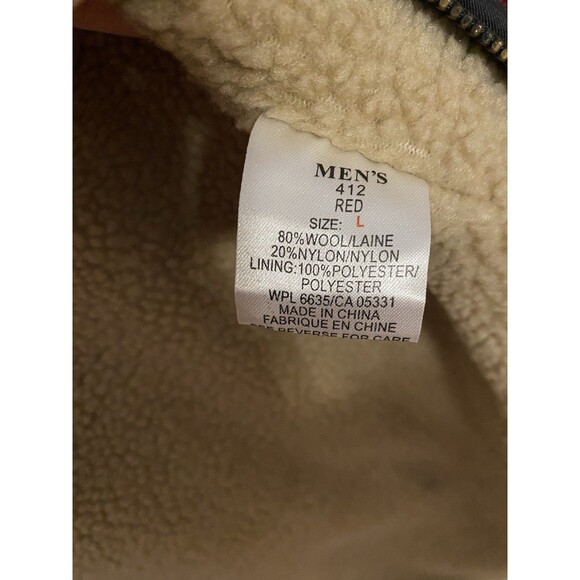 VTG Woolrich Vest Mens Large Red Black Wool Sherpa Lined Zip Lumberjack Outdoor - Picture 8 of 10